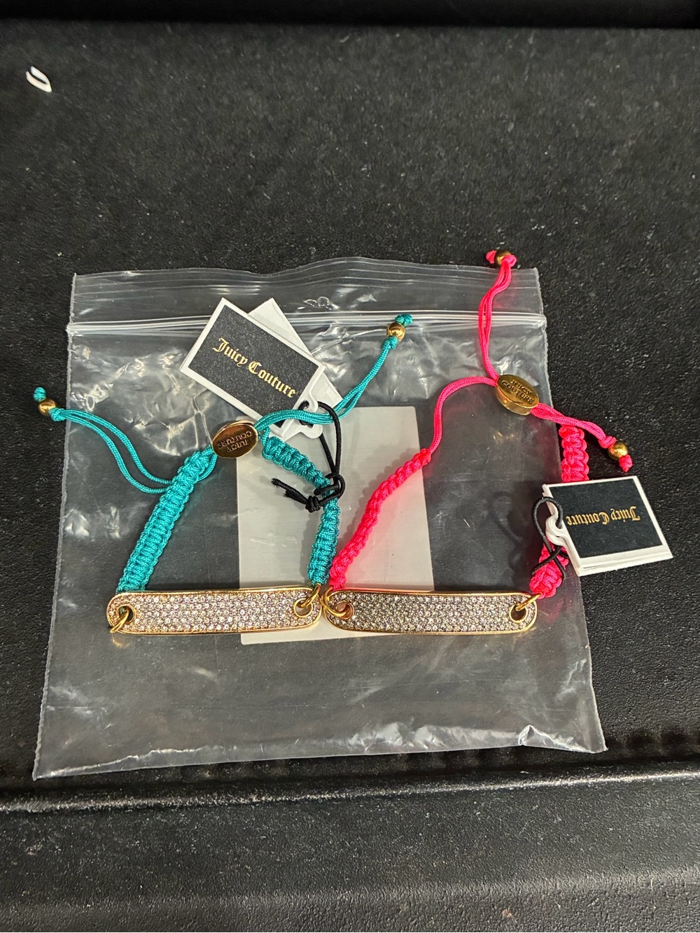 Juicy Couture ID Corded Friendship Bracelets Pink and Blue Lot Of 2